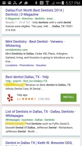 Google serp from mobile